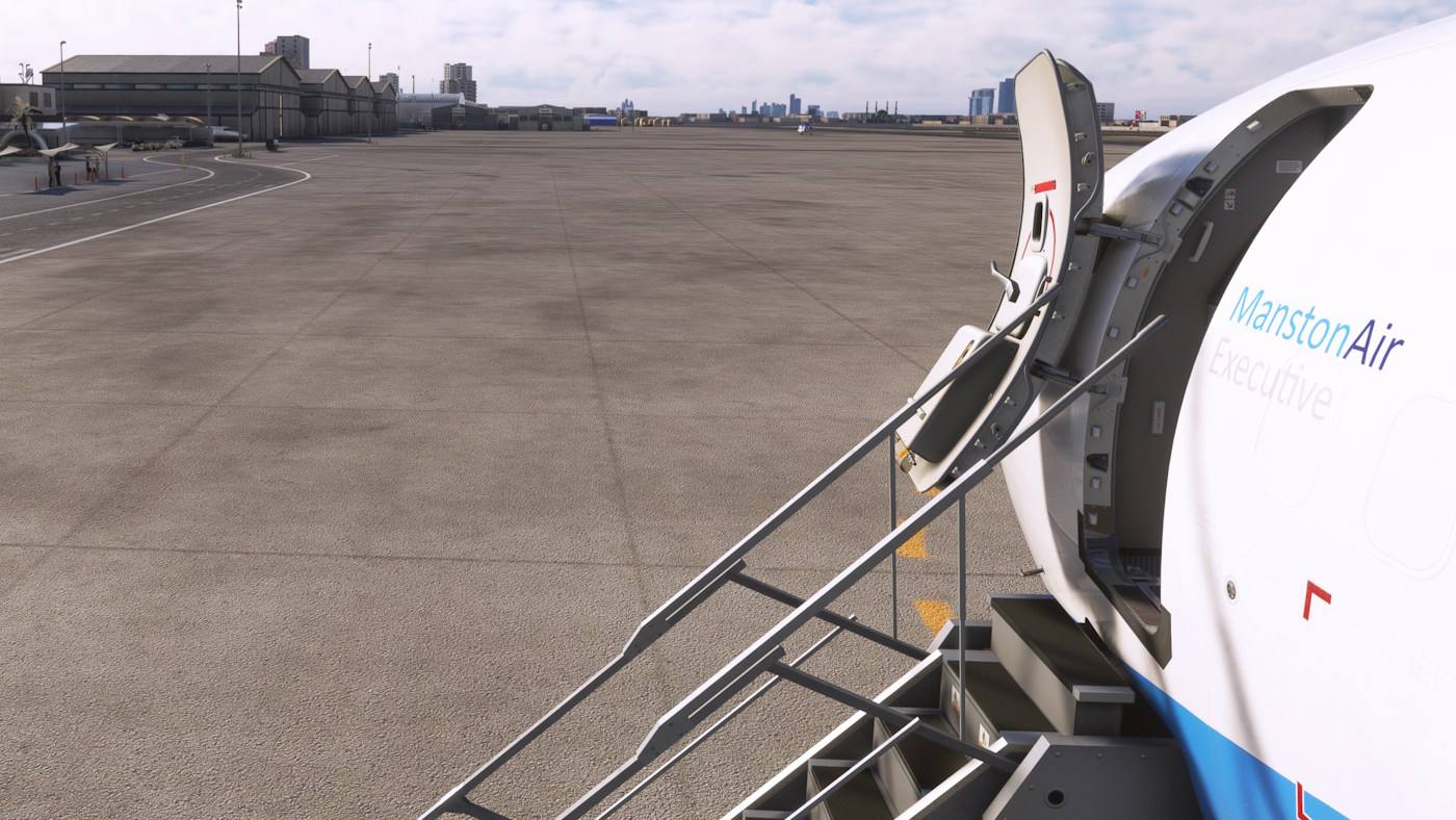 Manston Executive aircraft on stand with airstairs down